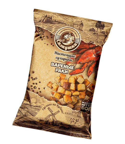 Сухари СНЭКУШКИ пшеничные - вареные раки 80 гр.