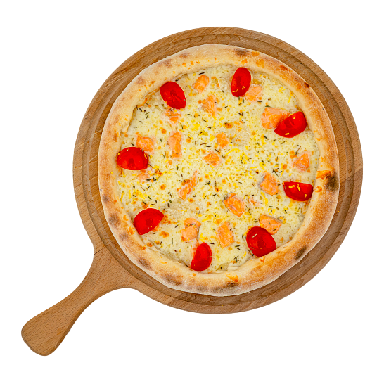 Пицца на тонком тесте «Дикий лосось»~520 гр.