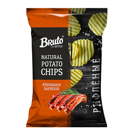 Чипсы картофельные рифленые BRUTO со вкусом - ребрышки барбекю 130 гр.