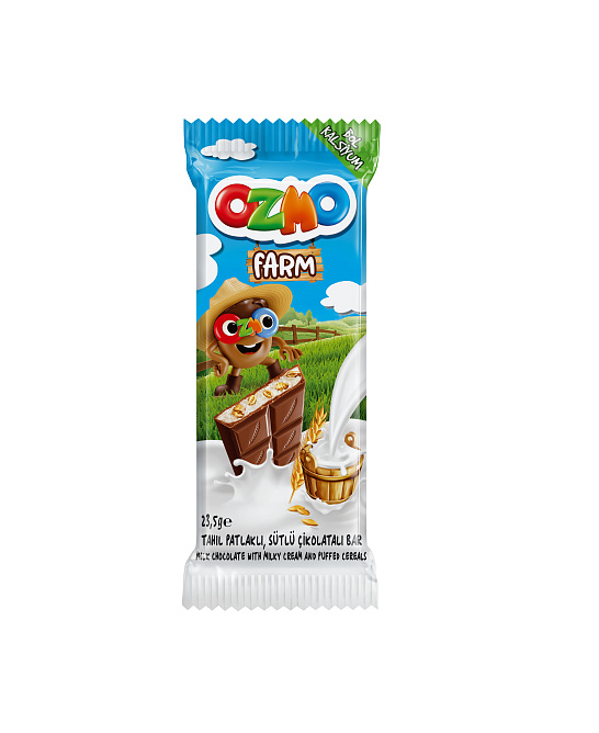 Молочный шоколад Ozmo FARM с молочной начинкой и злаками 23,5 гр. (ТУРЦИЯ)