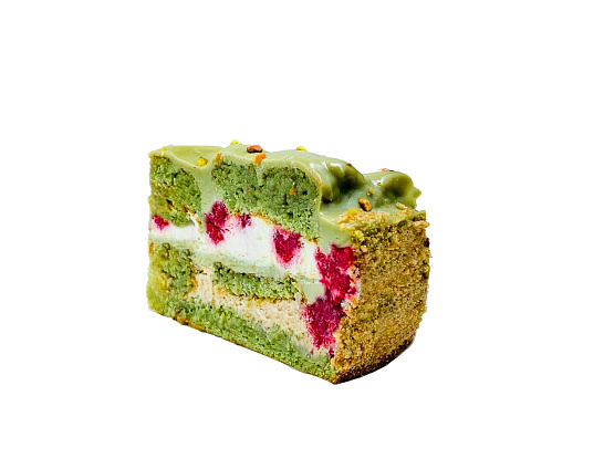 Торт «Фисташковый с малиной» 150 гр./шт.